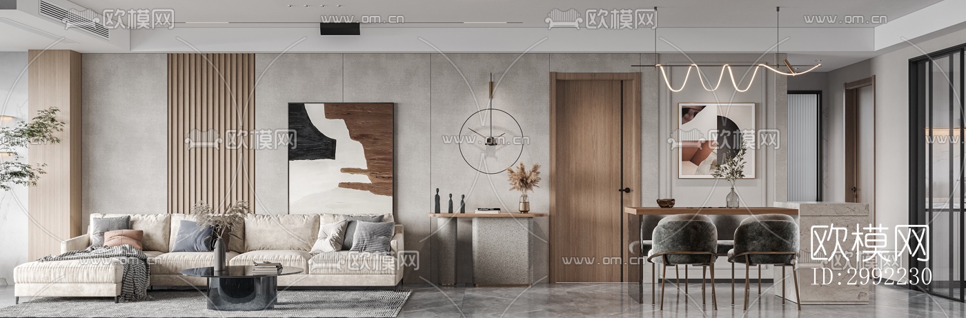 现代平层效果图下载（渲染图7）