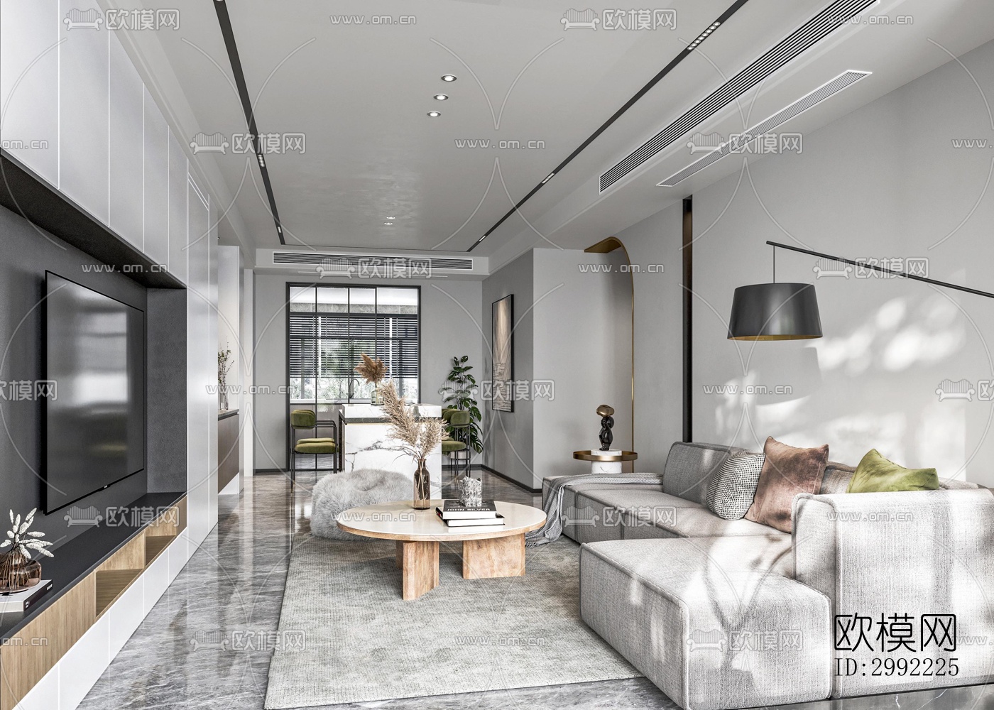 现代平层效果图下载（渲染图1）