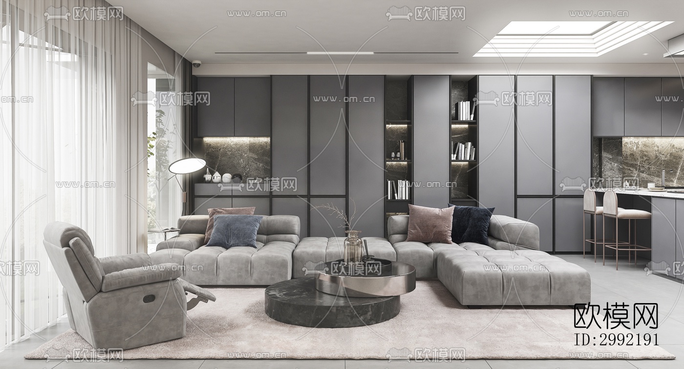 现代平层效果图下载（渲染图6）