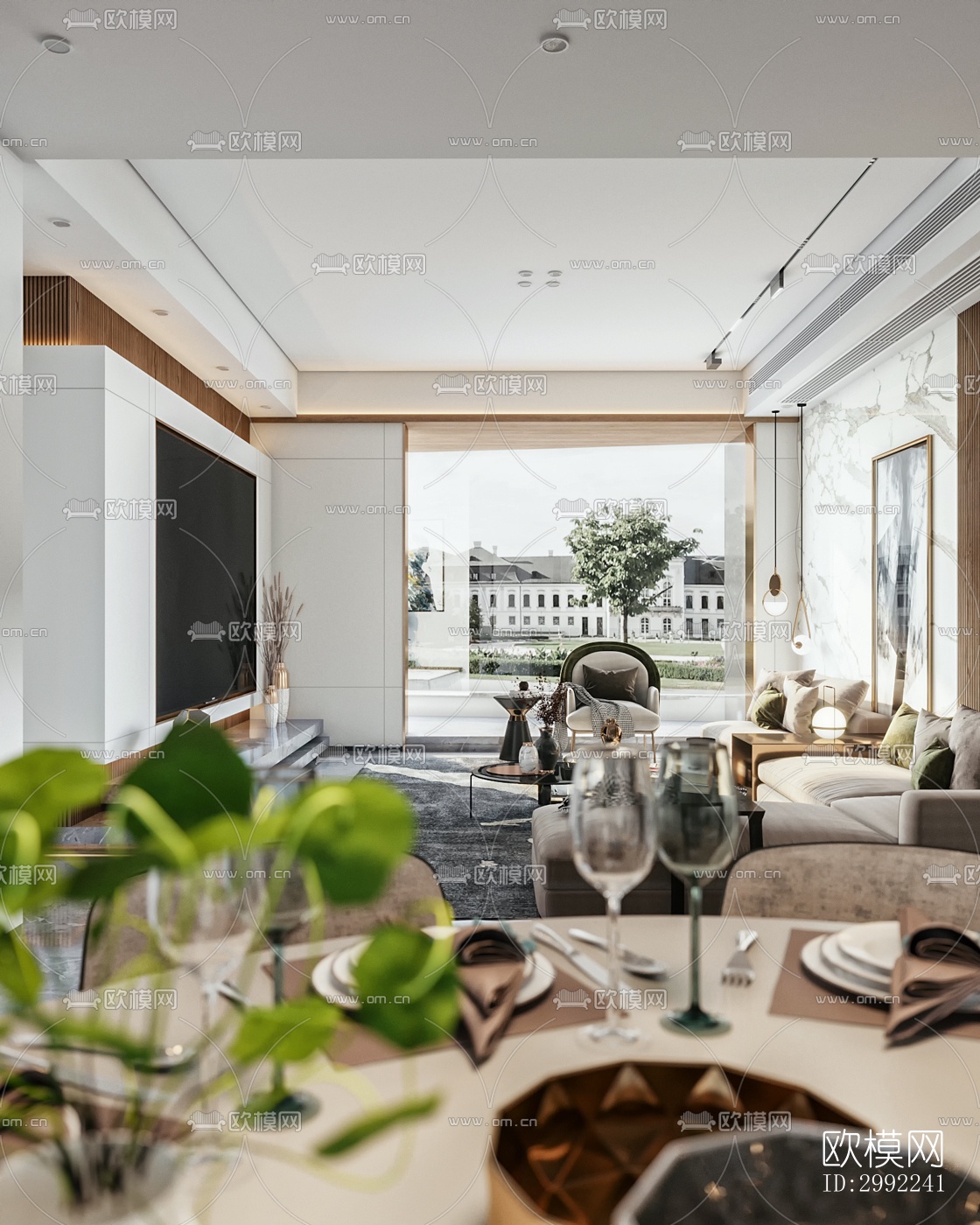 现代平层效果图下载（渲染图3）