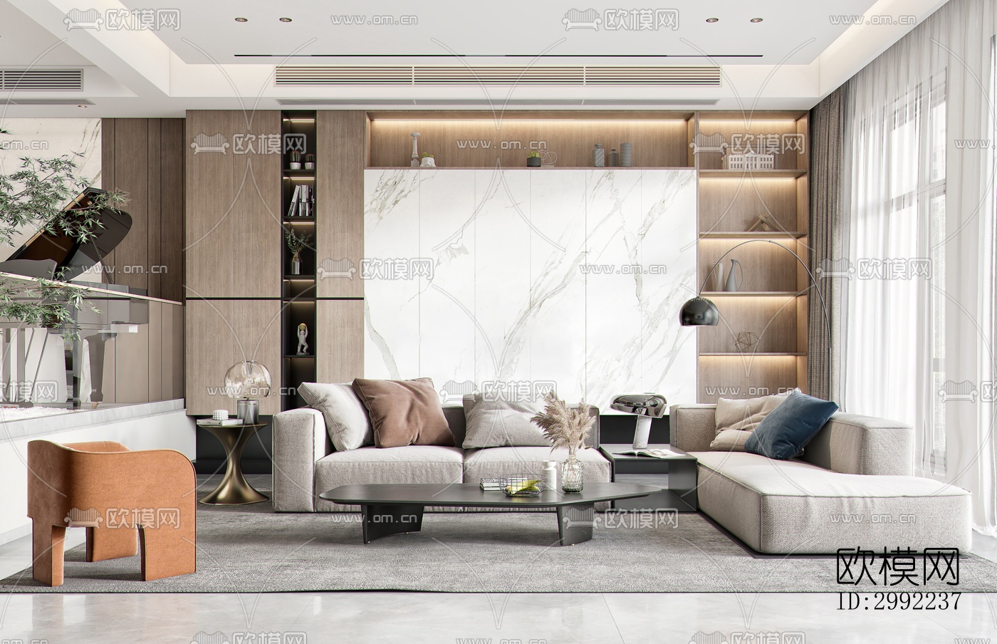 现代平层效果图下载（渲染图5）