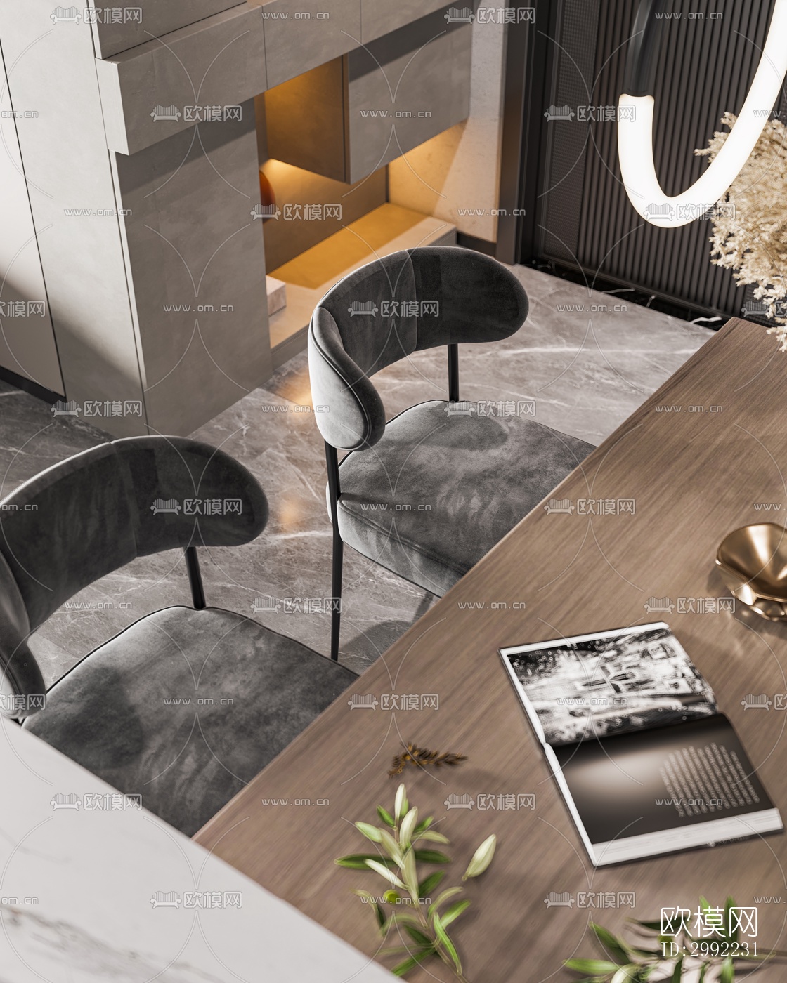 现代平层效果图下载（渲染图3）