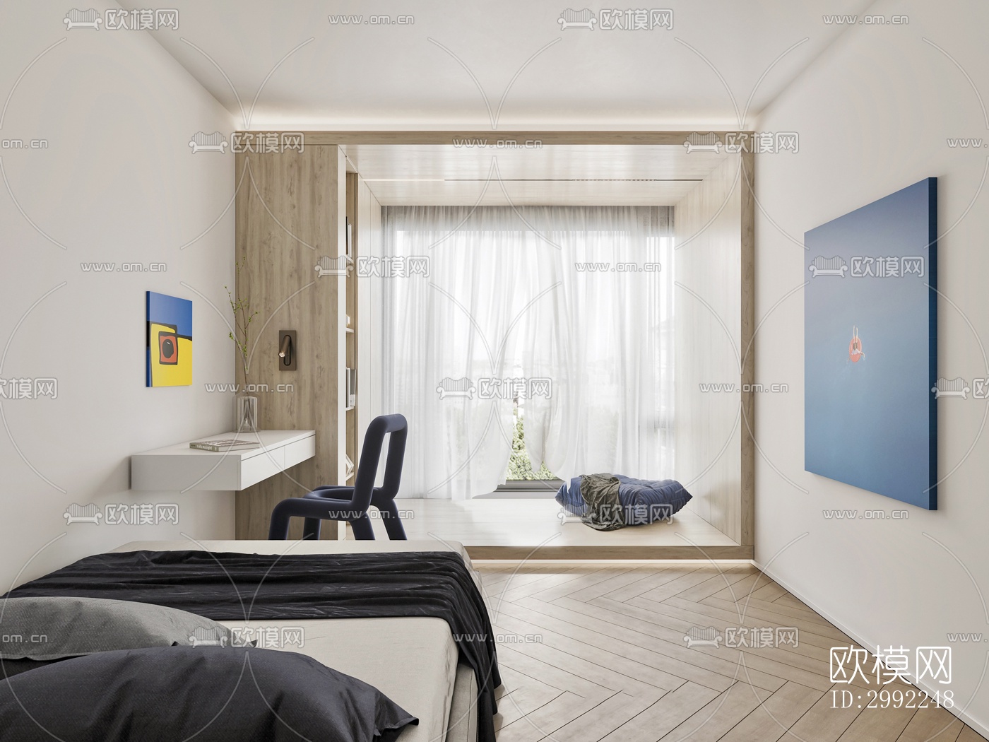 现代平层效果图下载（渲染图9）