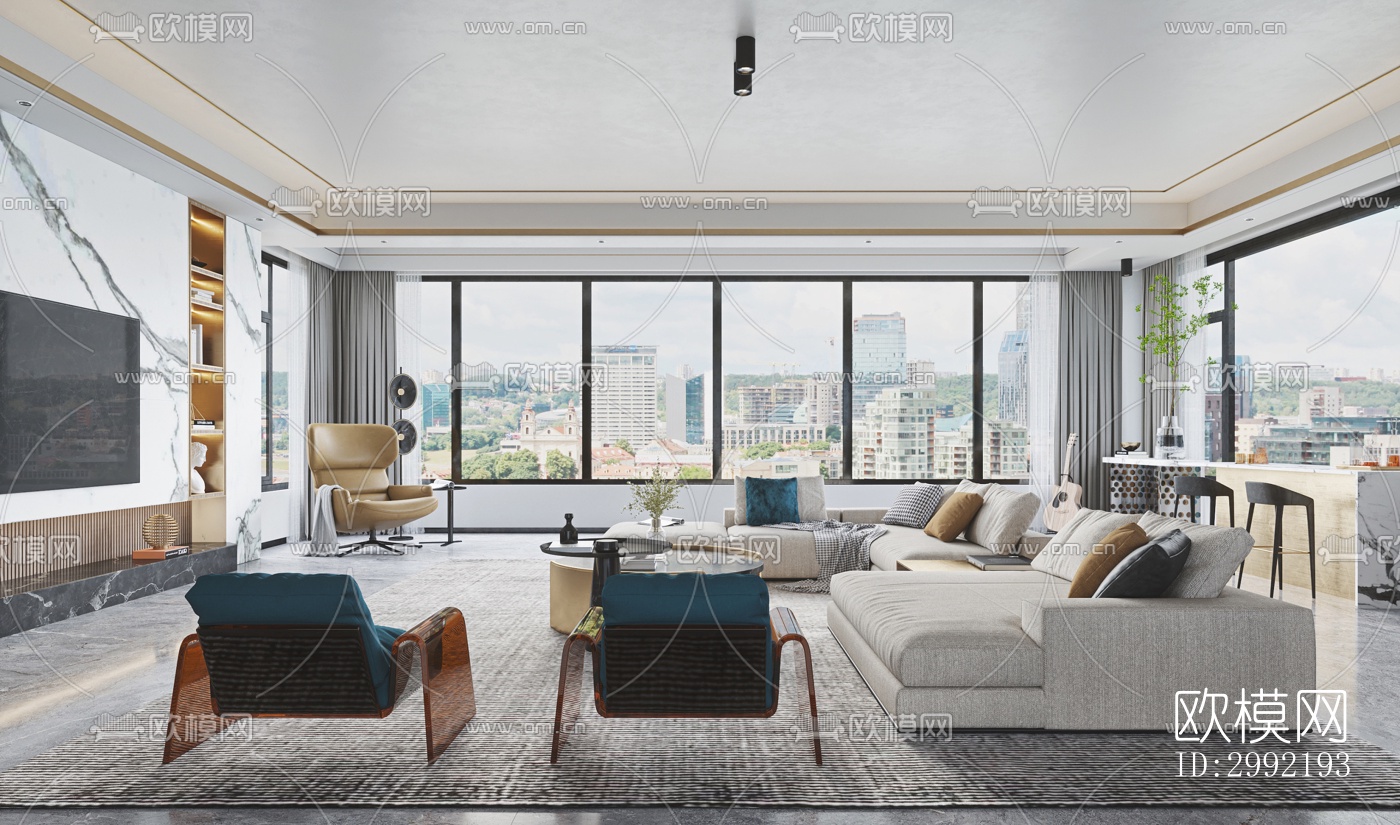 现代平层效果图下载（渲染图11）