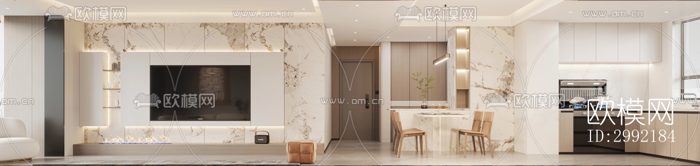 现代平层效果图下载（渲染图6）