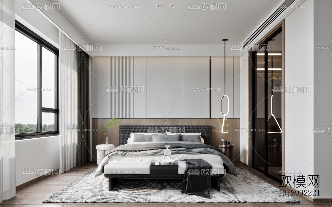 现代平层效果图下载（渲染图9）