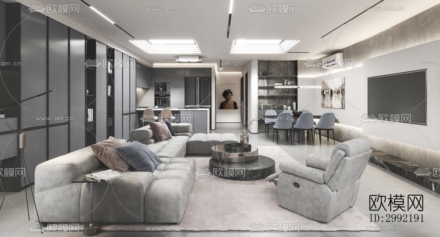 现代平层效果图下载（渲染图7）