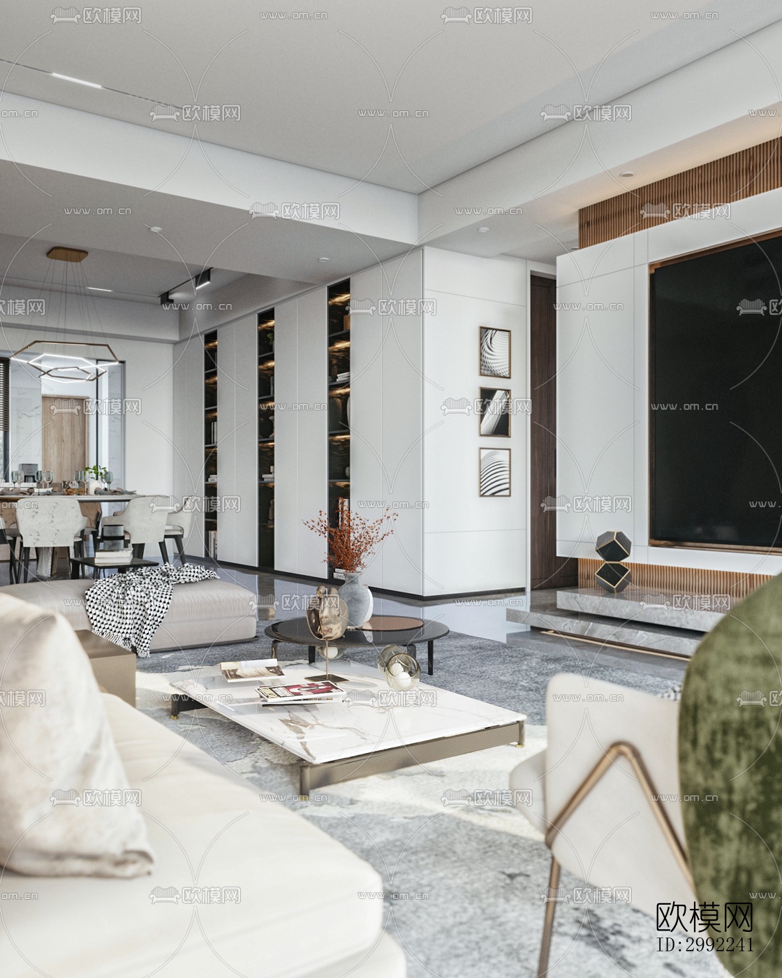 现代平层效果图下载（渲染图14）