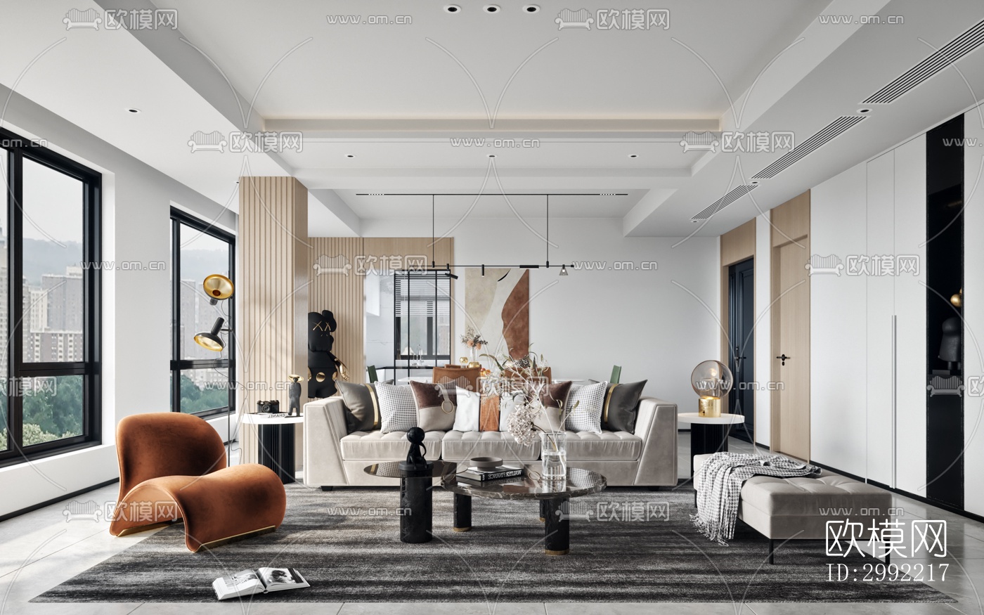 现代平层效果图下载（渲染图1）