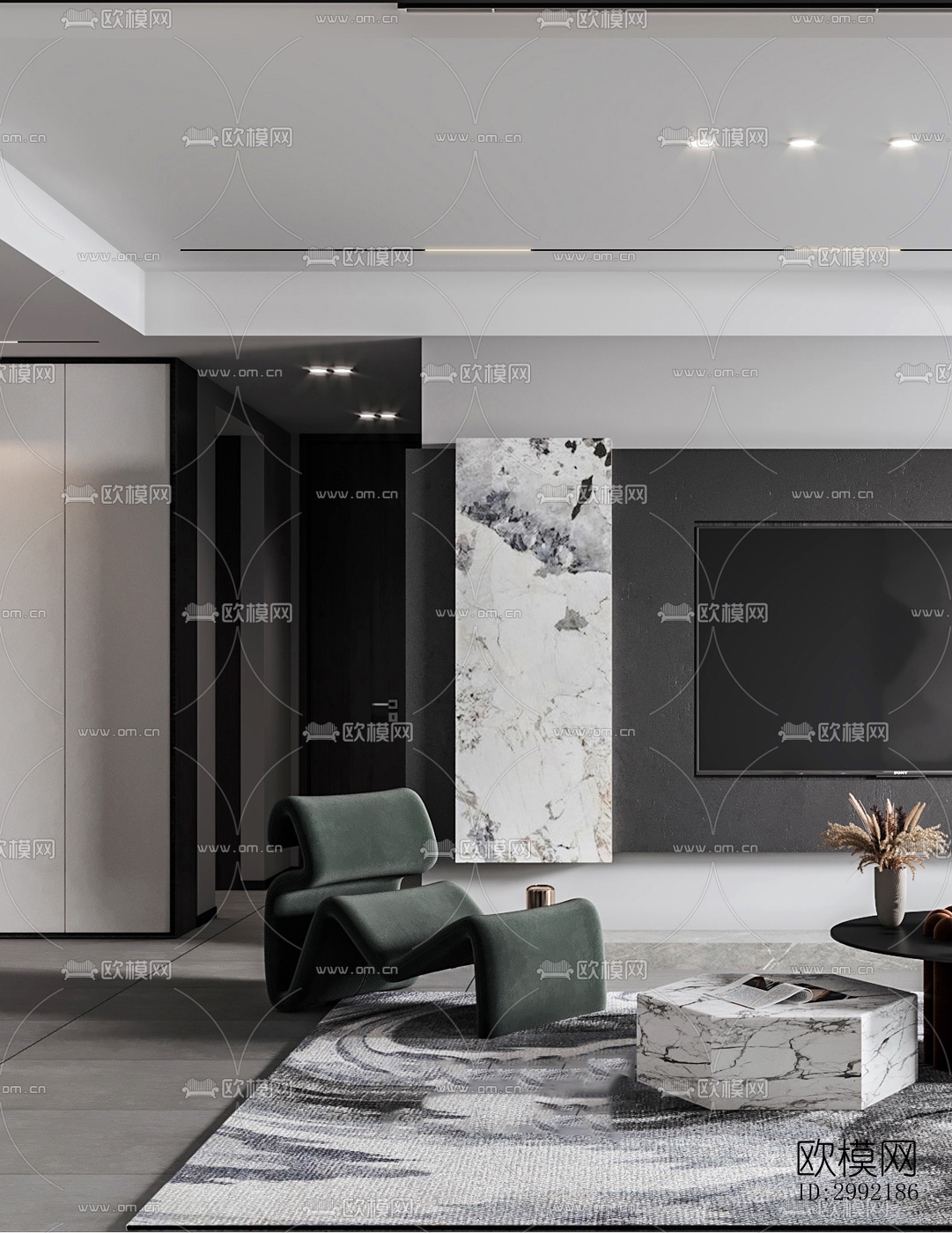 现代平层效果图下载（渲染图10）