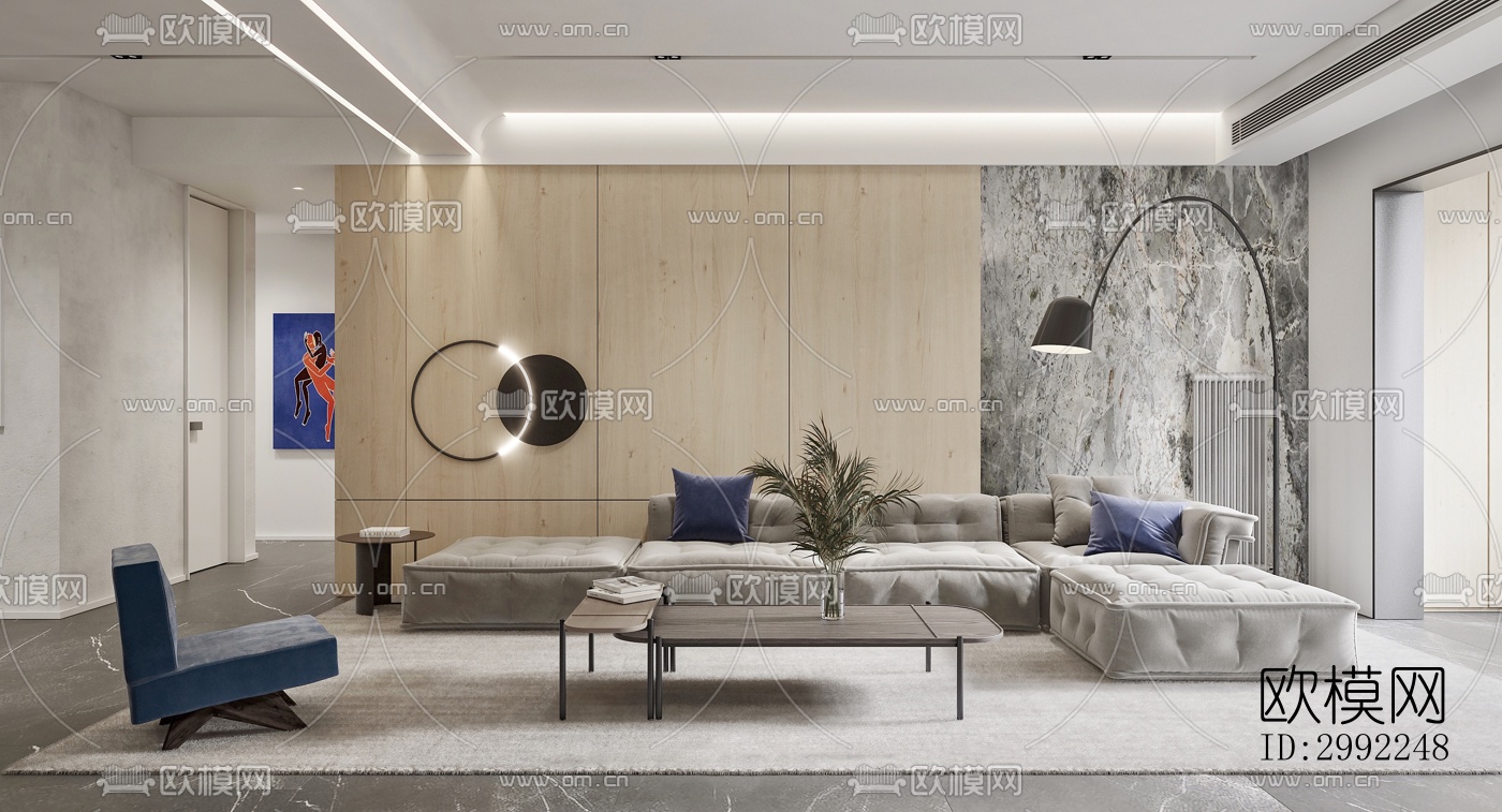 现代平层效果图下载（渲染图2）