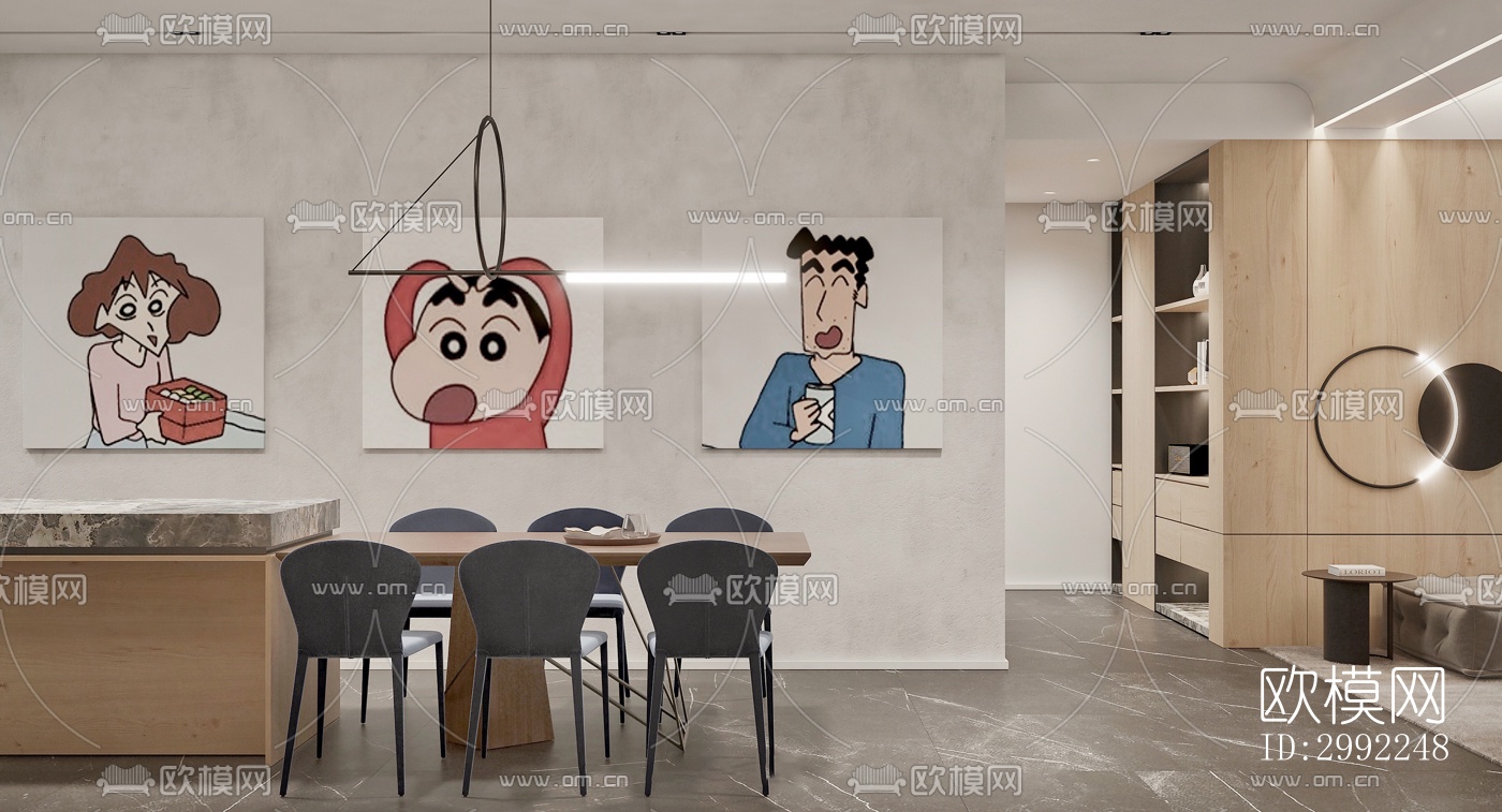 现代平层效果图下载（渲染图1）