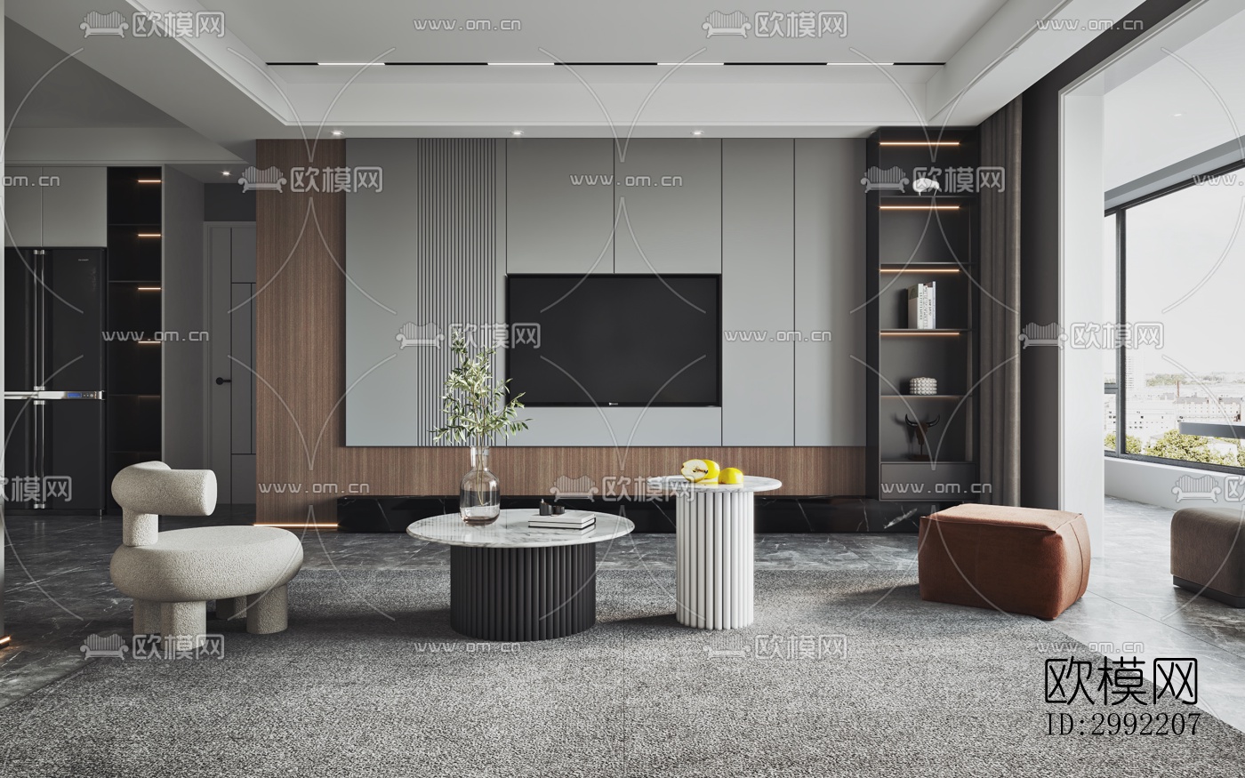 现代平层效果图下载（渲染图6）