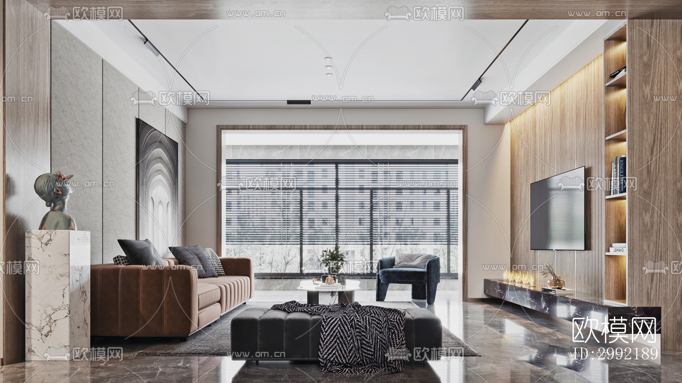 现代平层效果图下载（渲染图1）