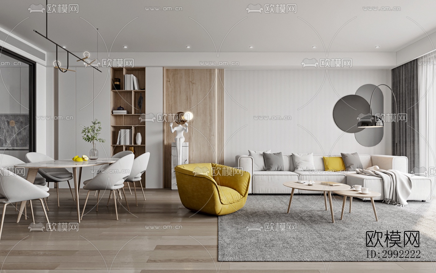 现代平层效果图下载（渲染图1）