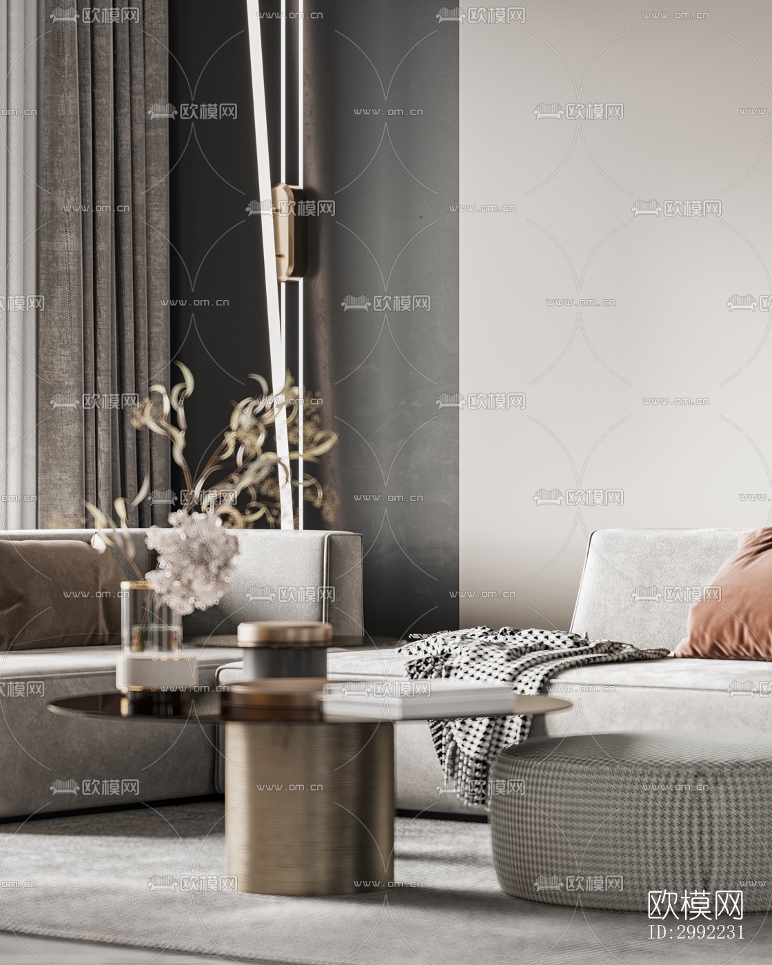 现代平层效果图下载（渲染图6）