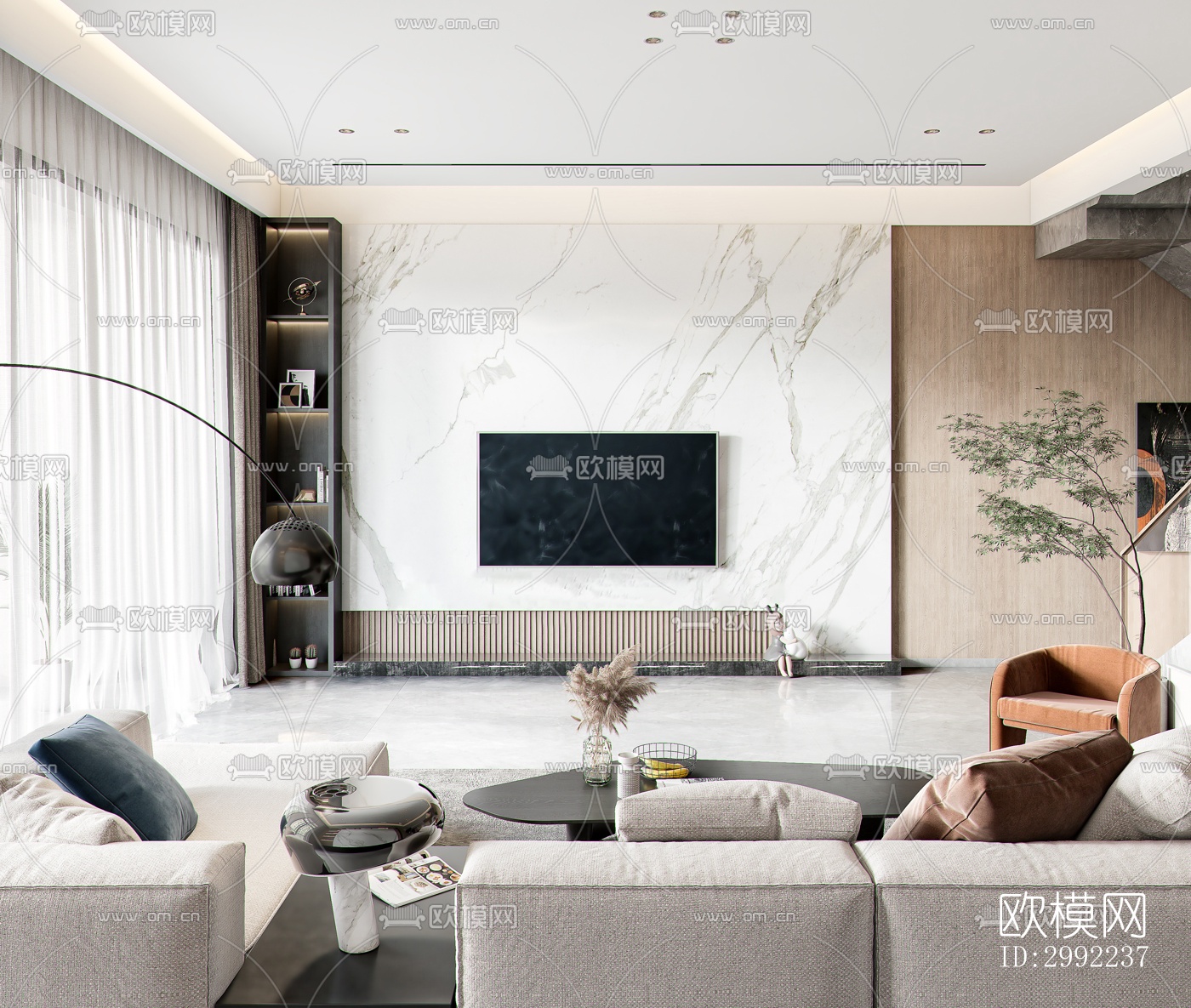 现代平层效果图下载（渲染图2）