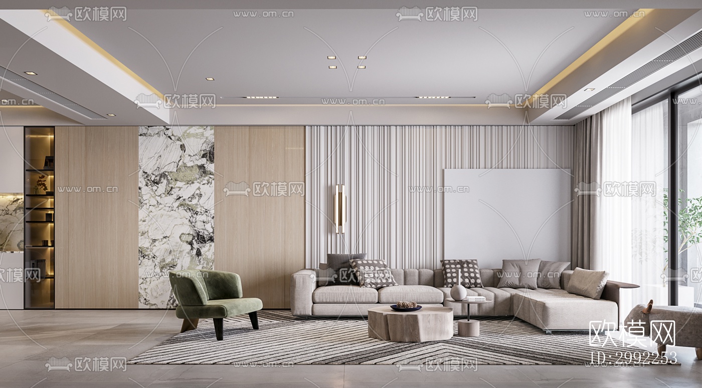 现代平层效果图下载（渲染图2）