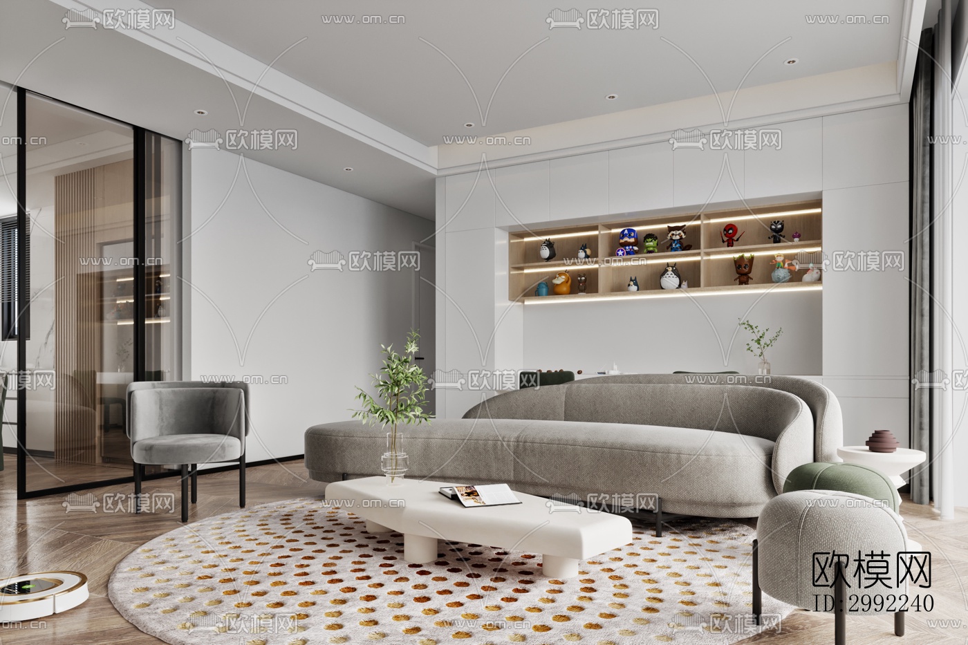 现代平层效果图下载（渲染图1）