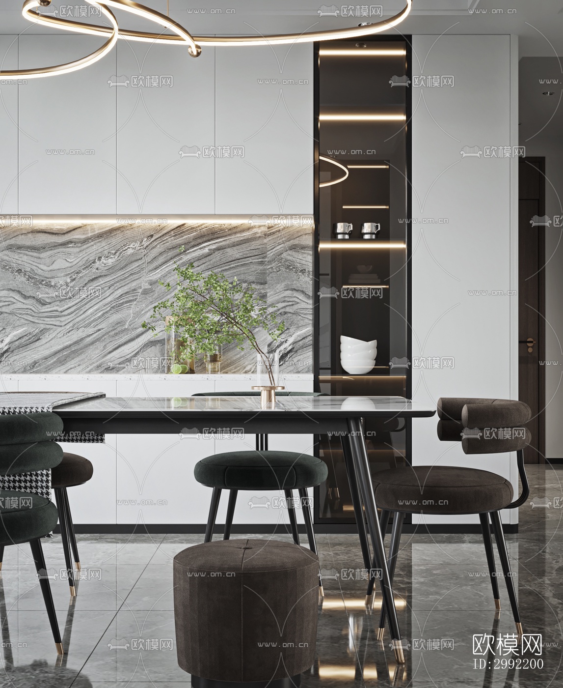 现代平层效果图下载（渲染图1）