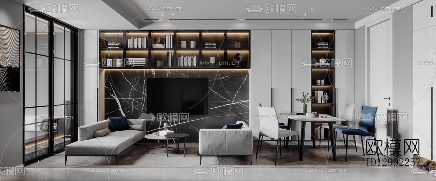 现代平层效果图下载（渲染图7）