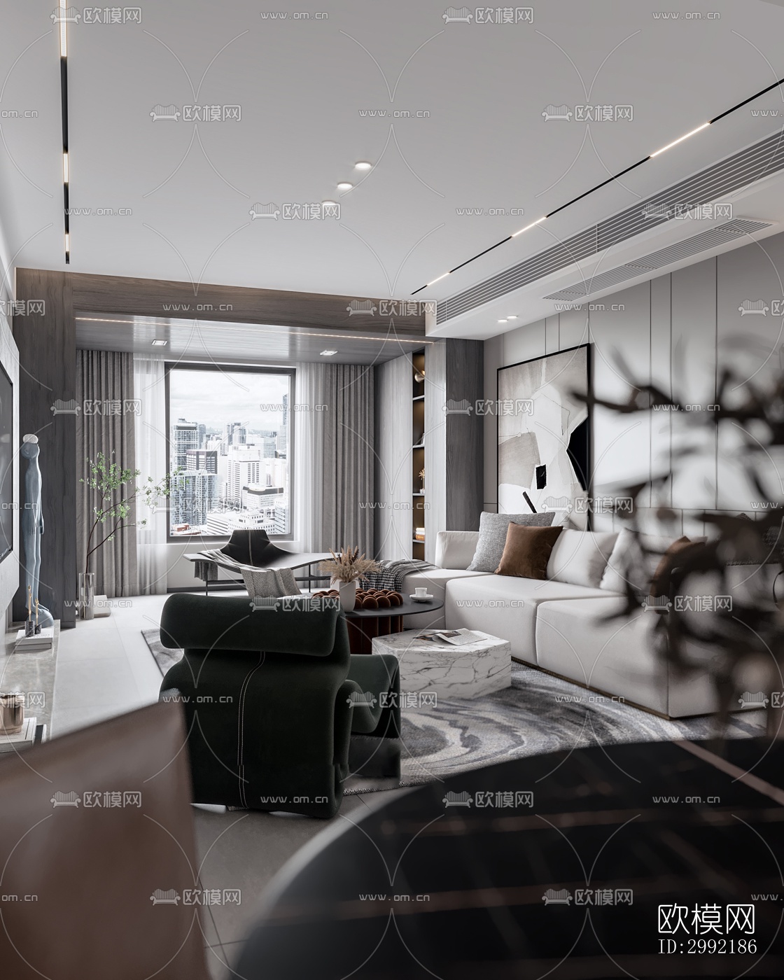 现代平层效果图下载（渲染图5）