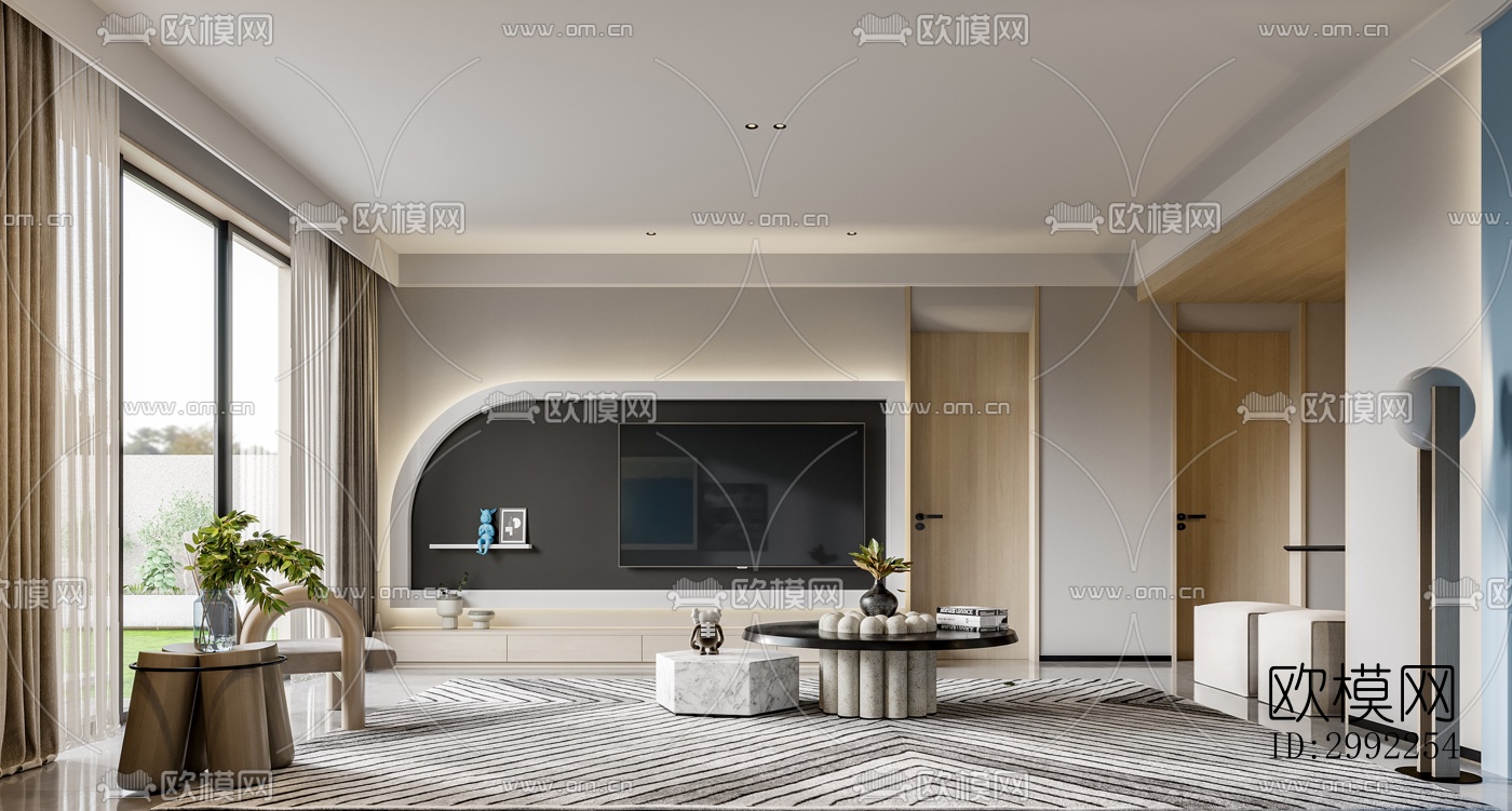 现代平层效果图下载（渲染图9）