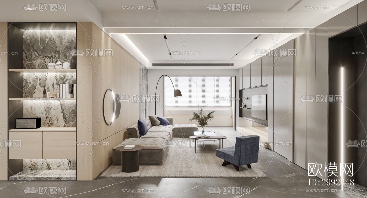 现代平层效果图下载（渲染图3）