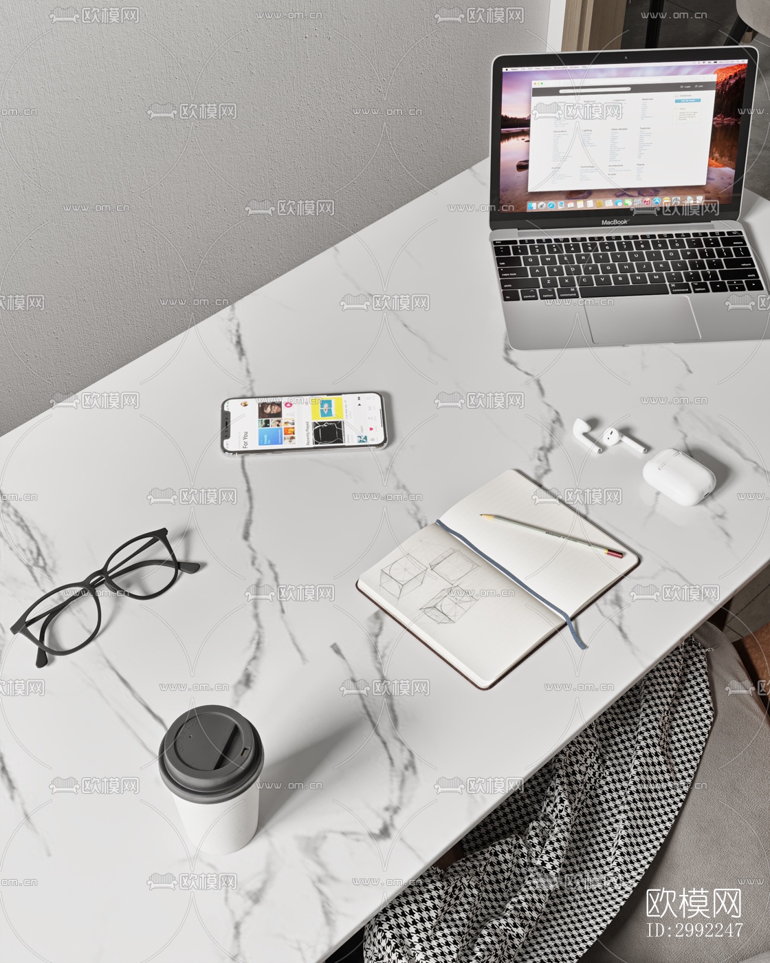 现代平层效果图下载（渲染图14）