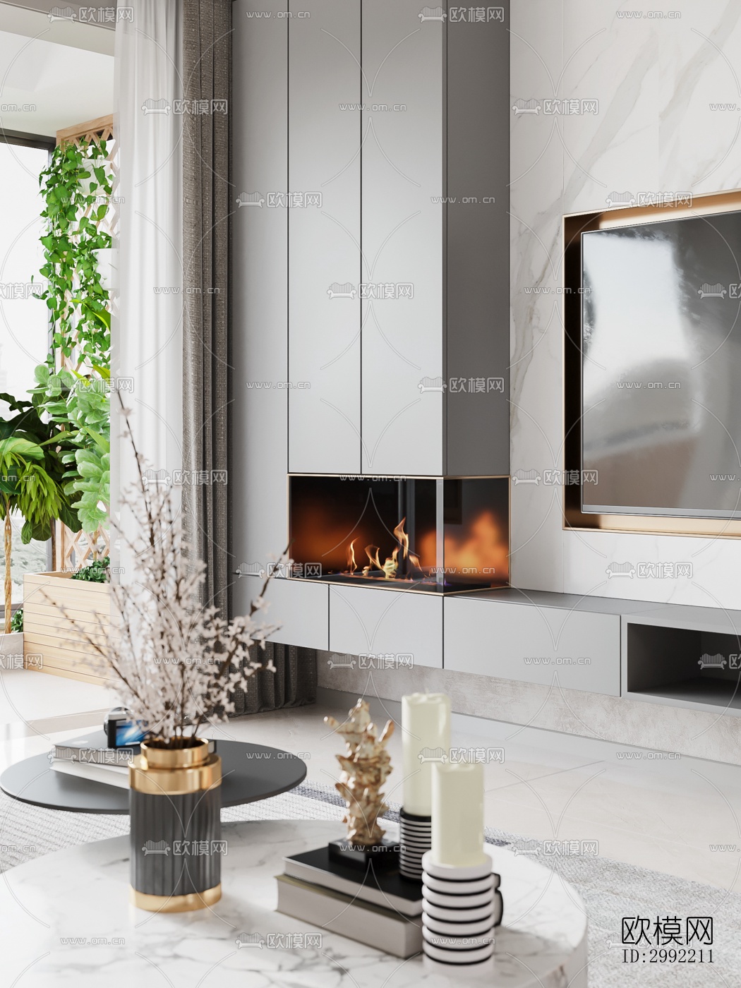 现代平层效果图下载（渲染图4）