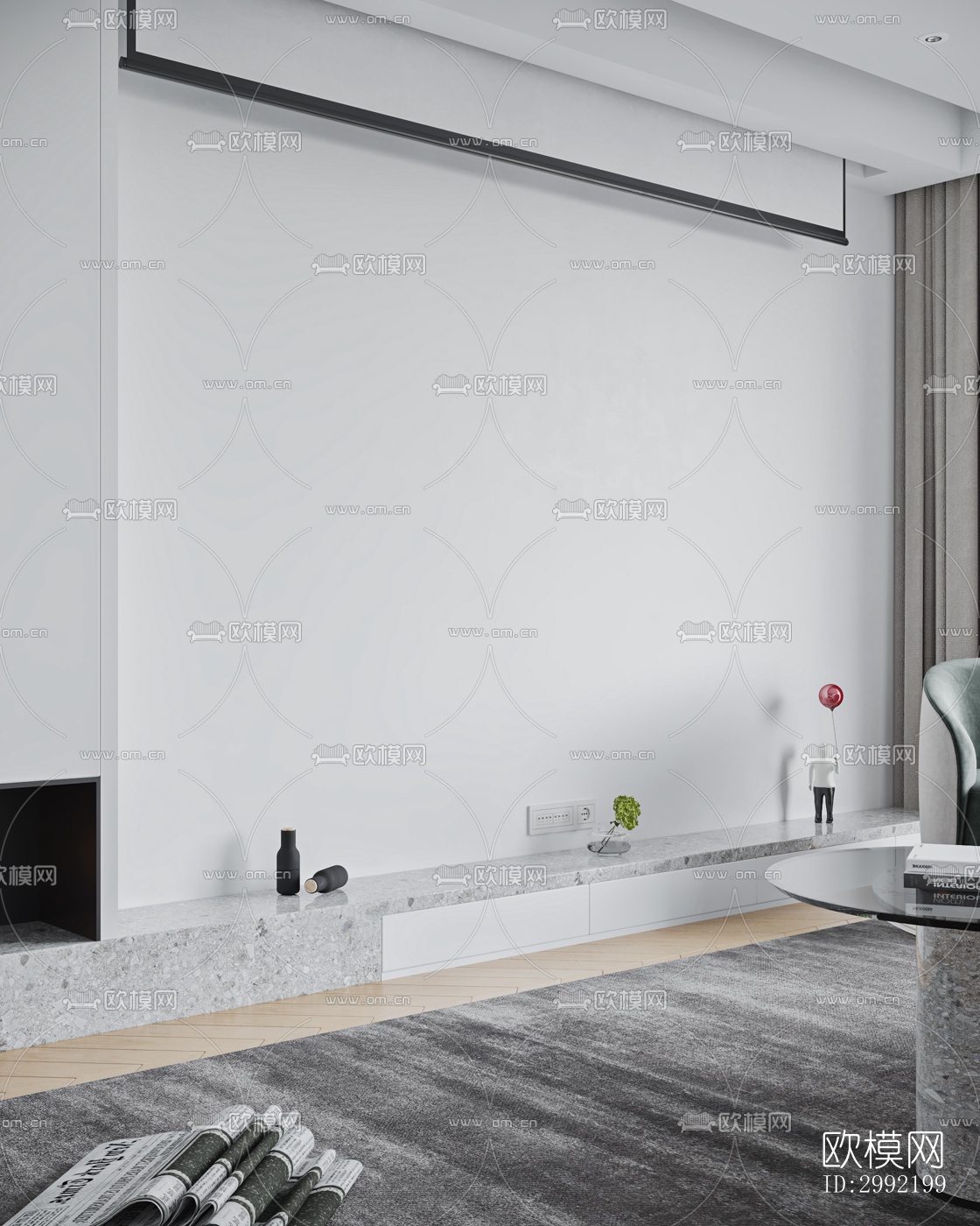 现代平层效果图下载（渲染图2）