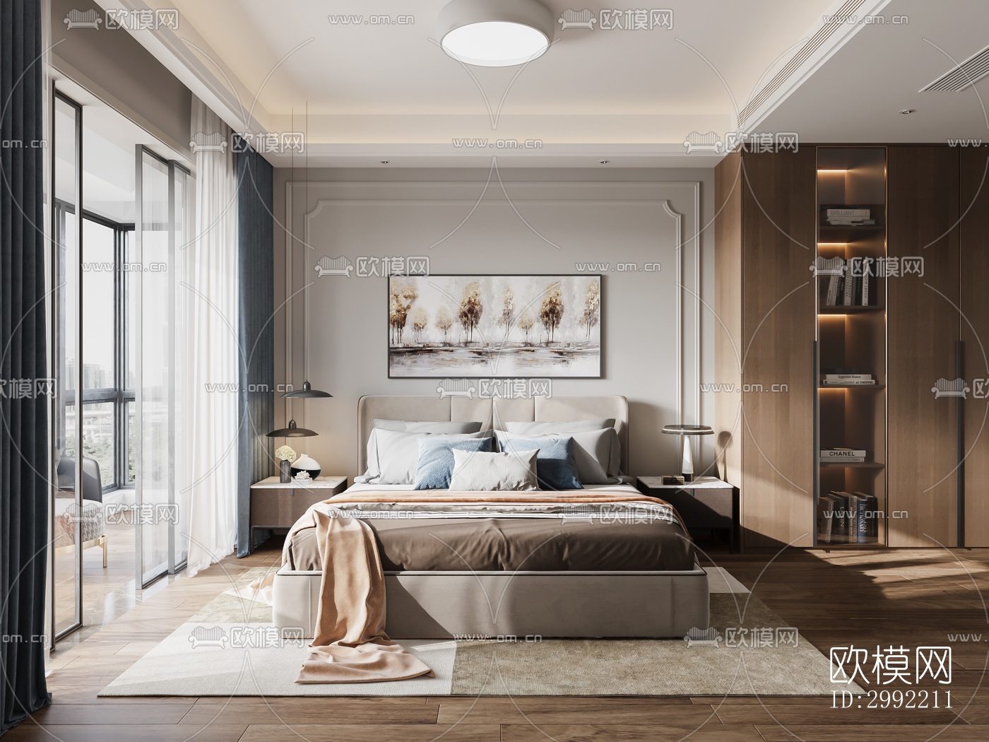 现代平层效果图下载（渲染图8）