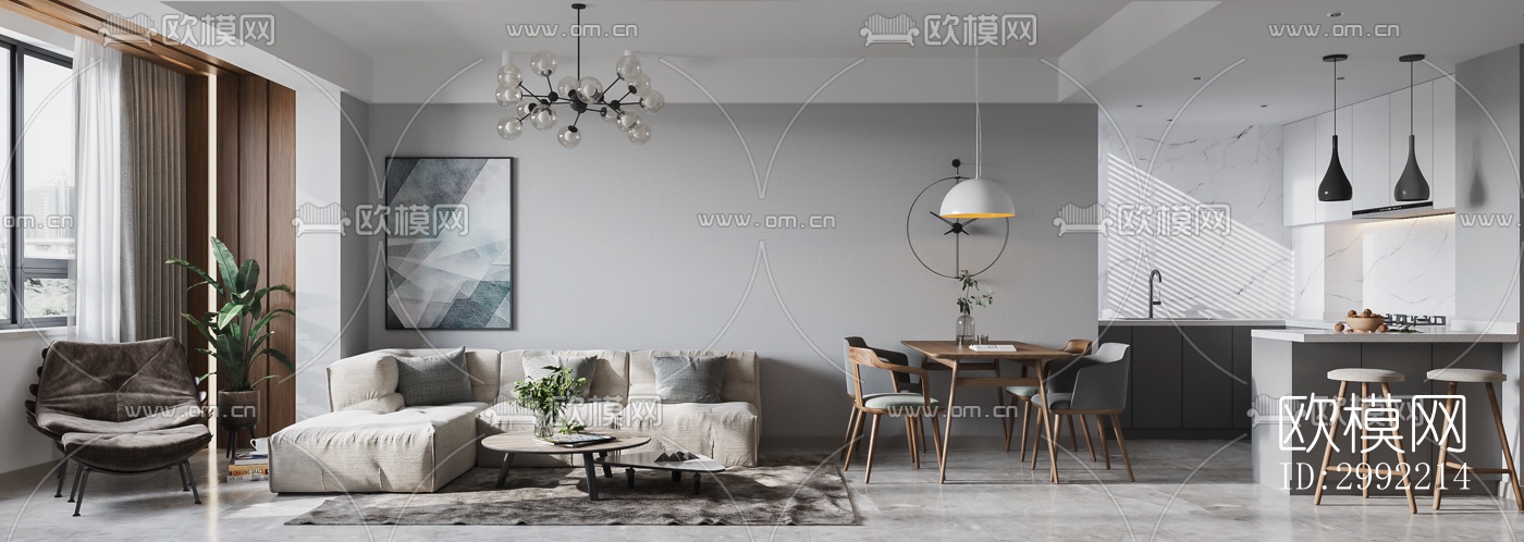 现代平层效果图下载（渲染图11）