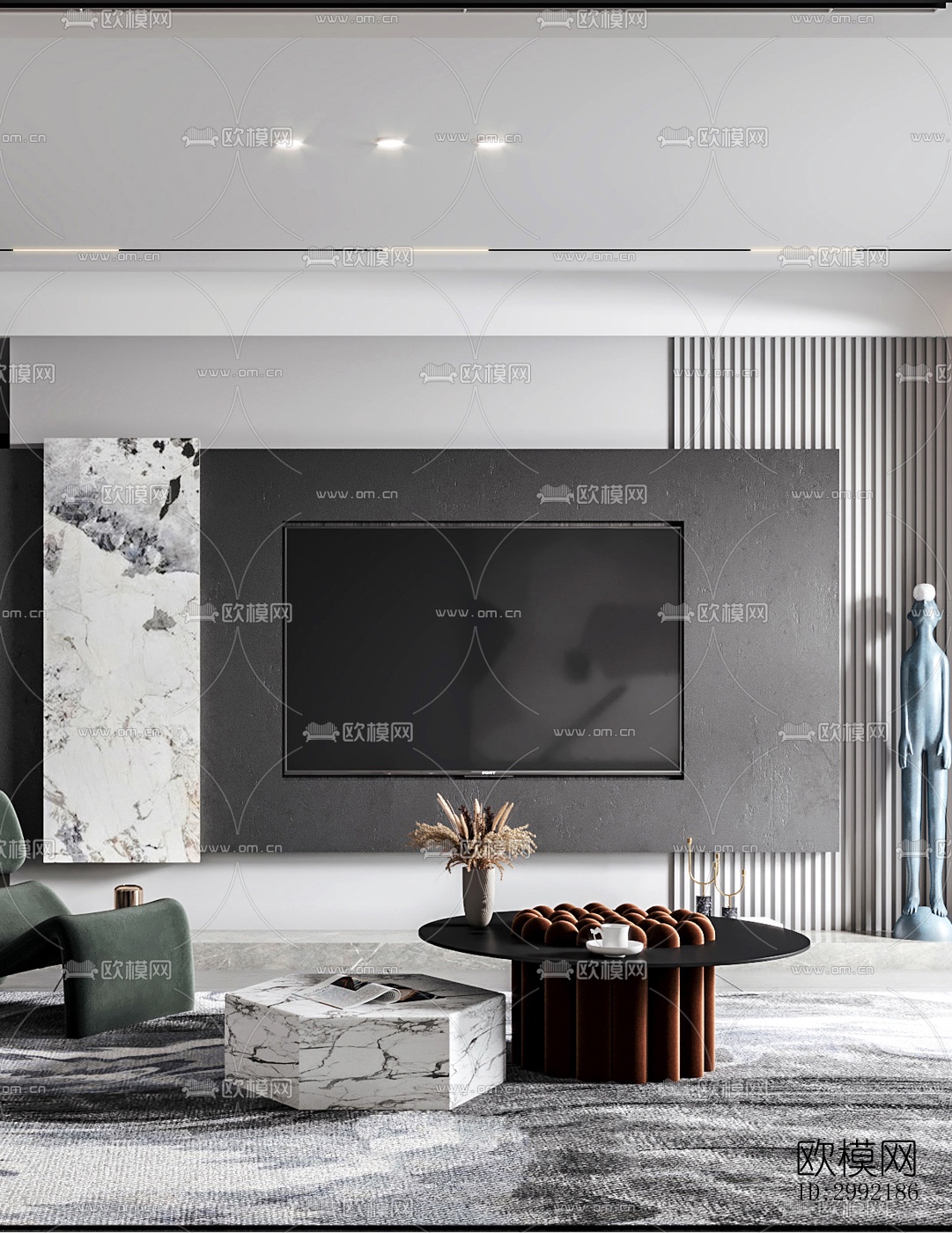 现代平层效果图下载（渲染图2）