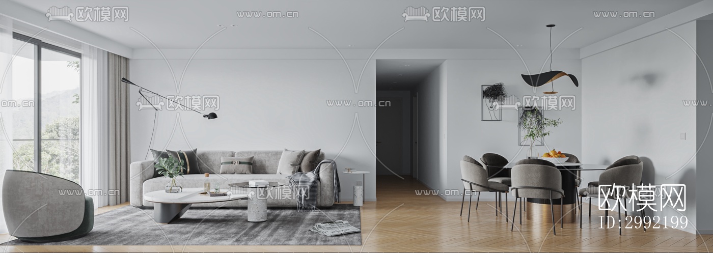 现代平层效果图下载（渲染图9）