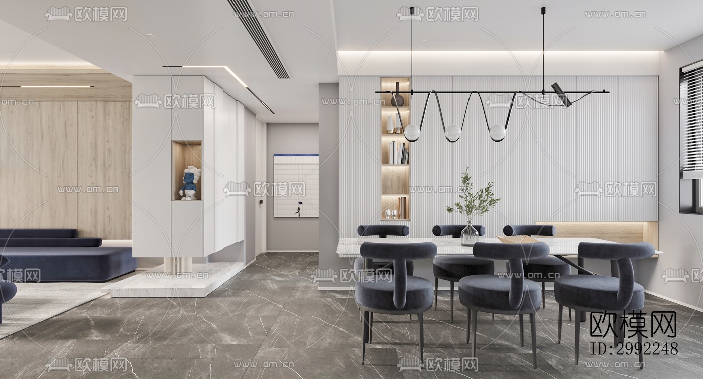 现代平层效果图下载（渲染图12）