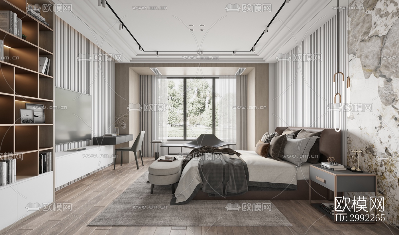 现代平层效果图下载（渲染图10）