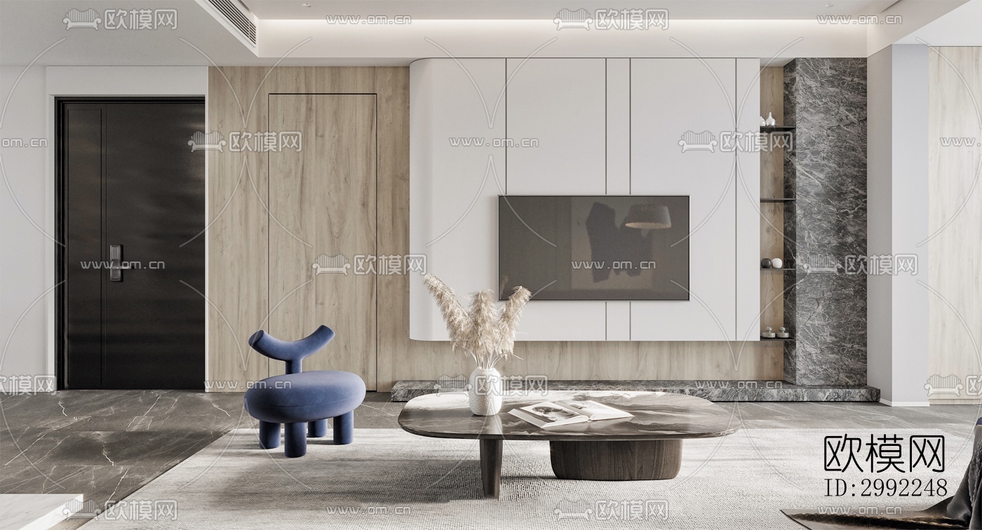 现代平层效果图下载（渲染图7）