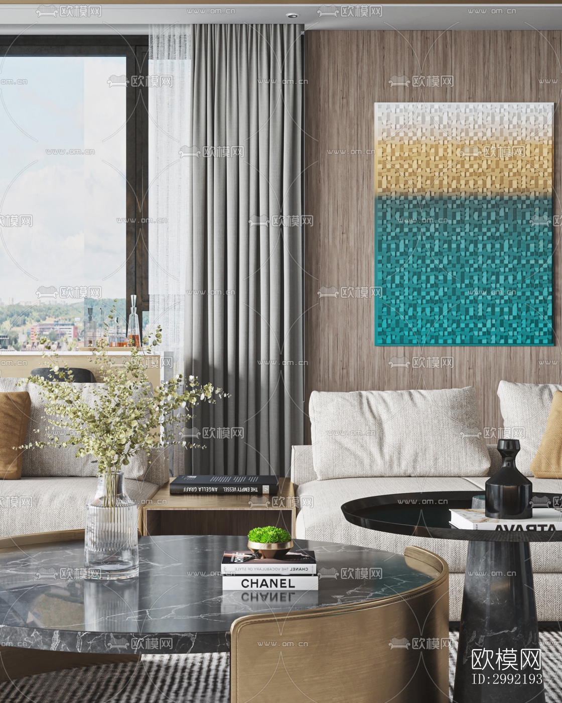 现代平层效果图下载（渲染图7）