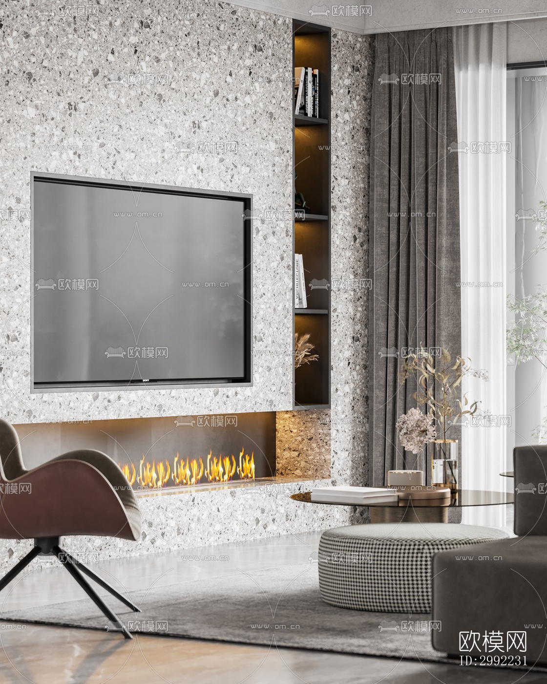 现代平层效果图下载（渲染图5）