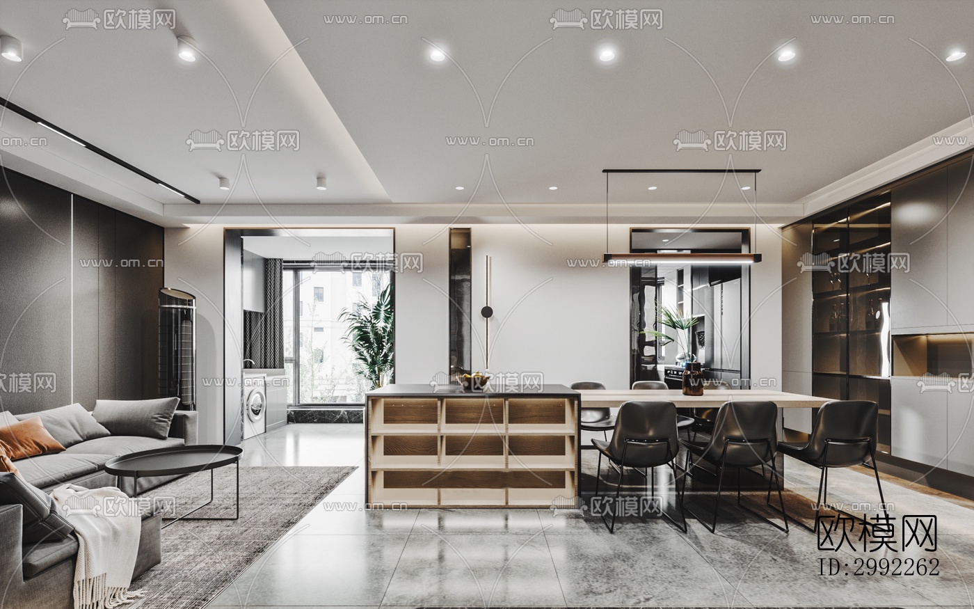 现代平层效果图下载（渲染图5）