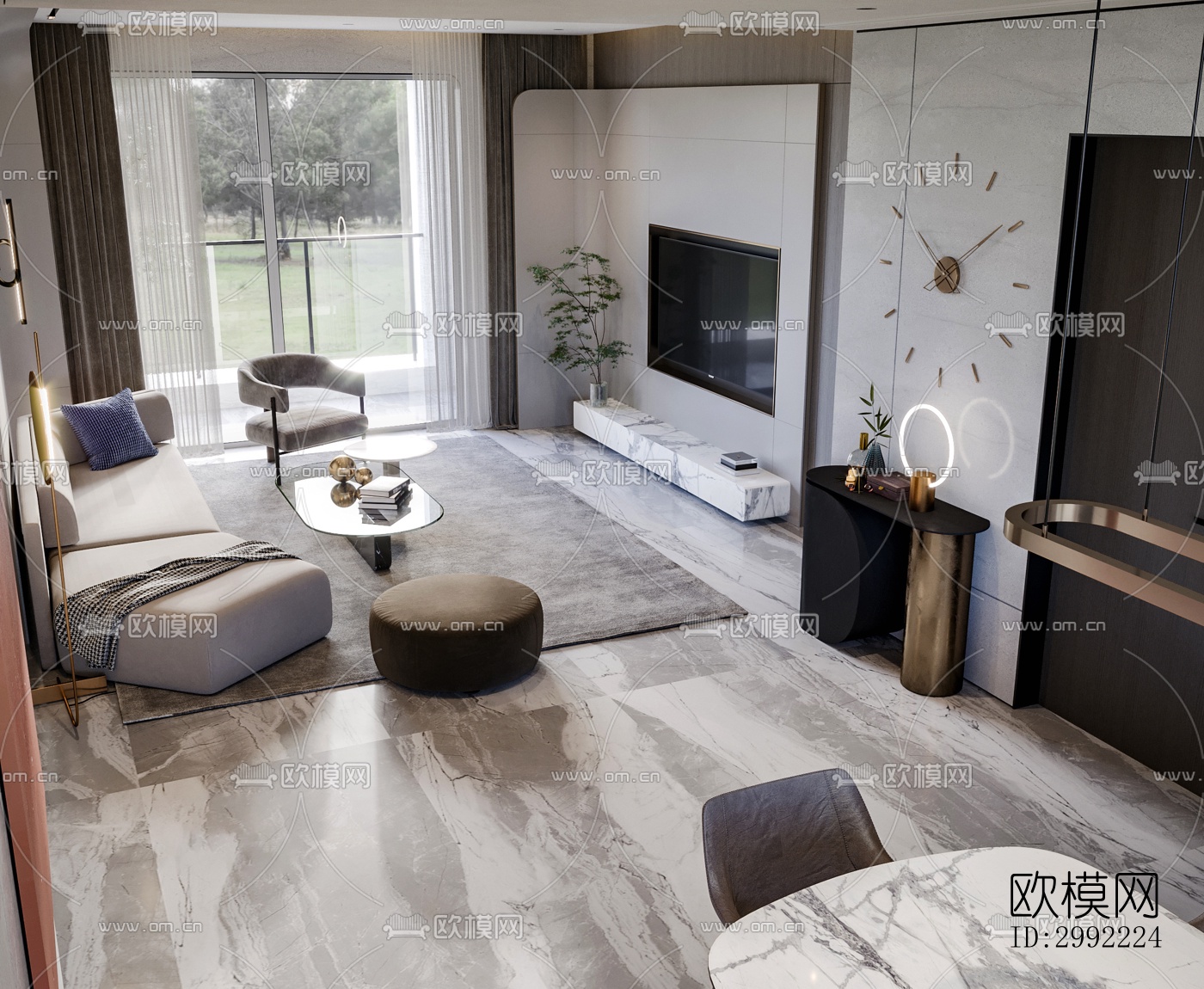 现代平层效果图下载（渲染图8）