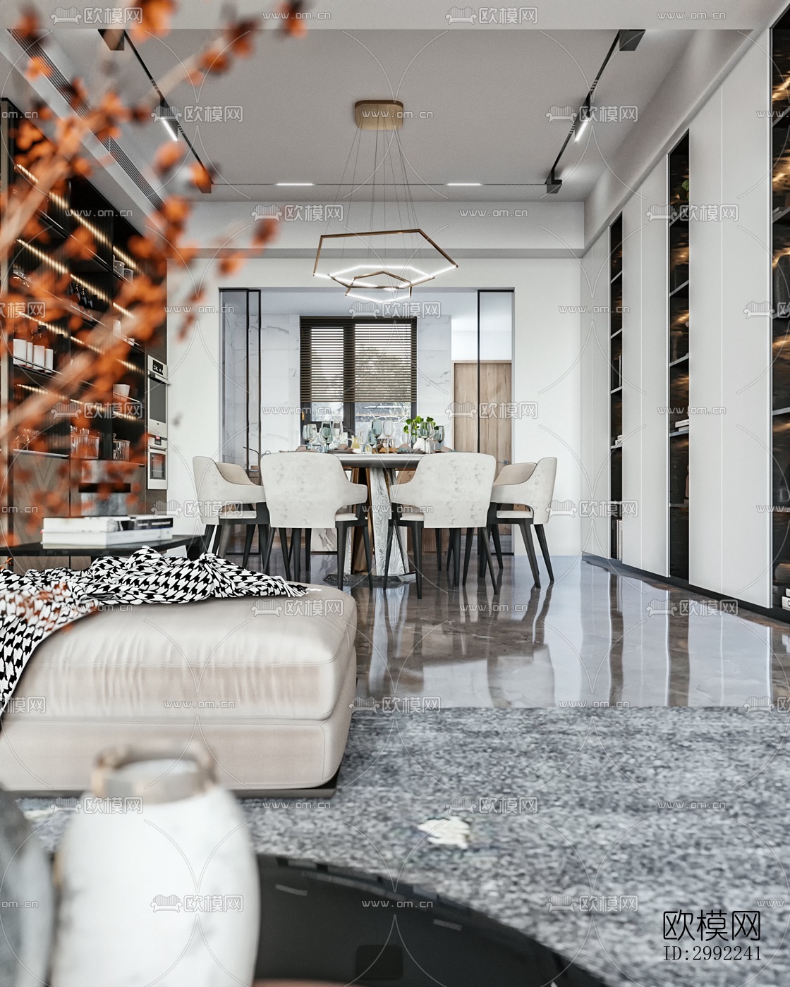 现代平层效果图下载（渲染图15）