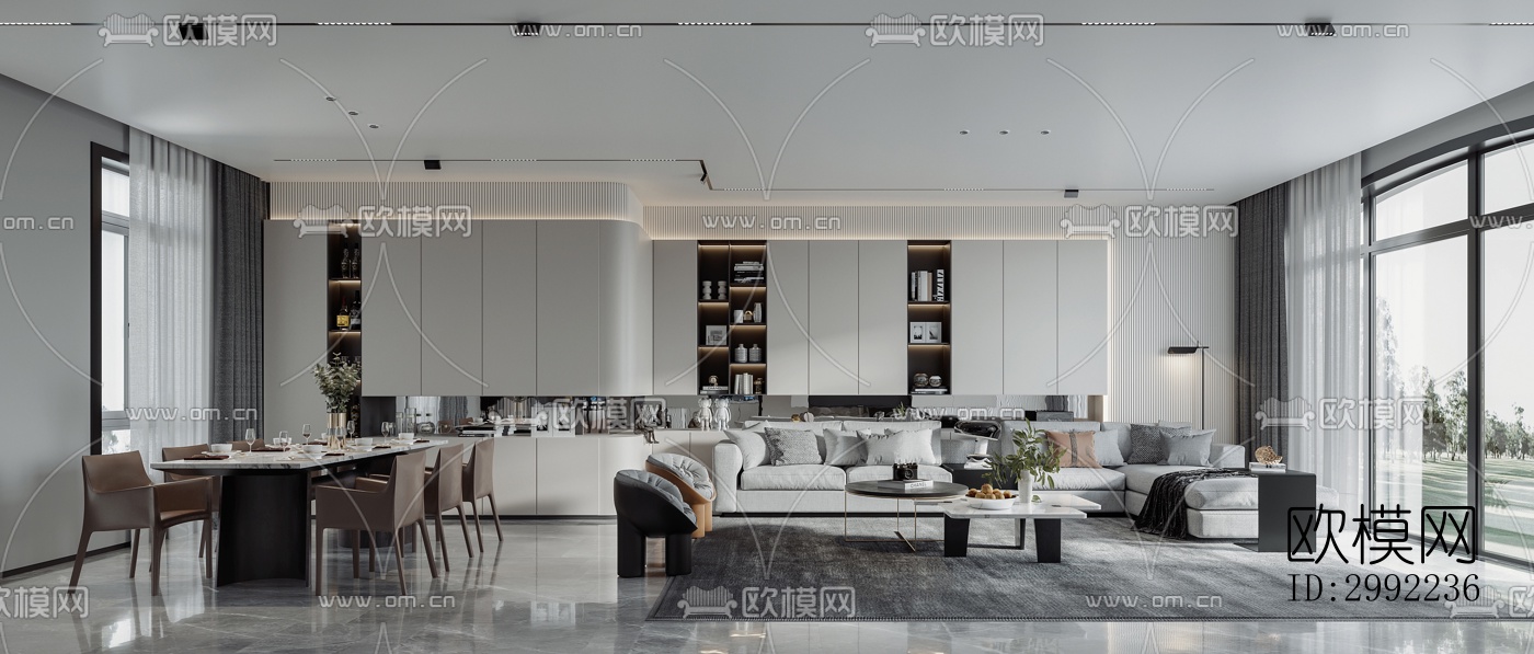 现代平层效果图下载（渲染图18）