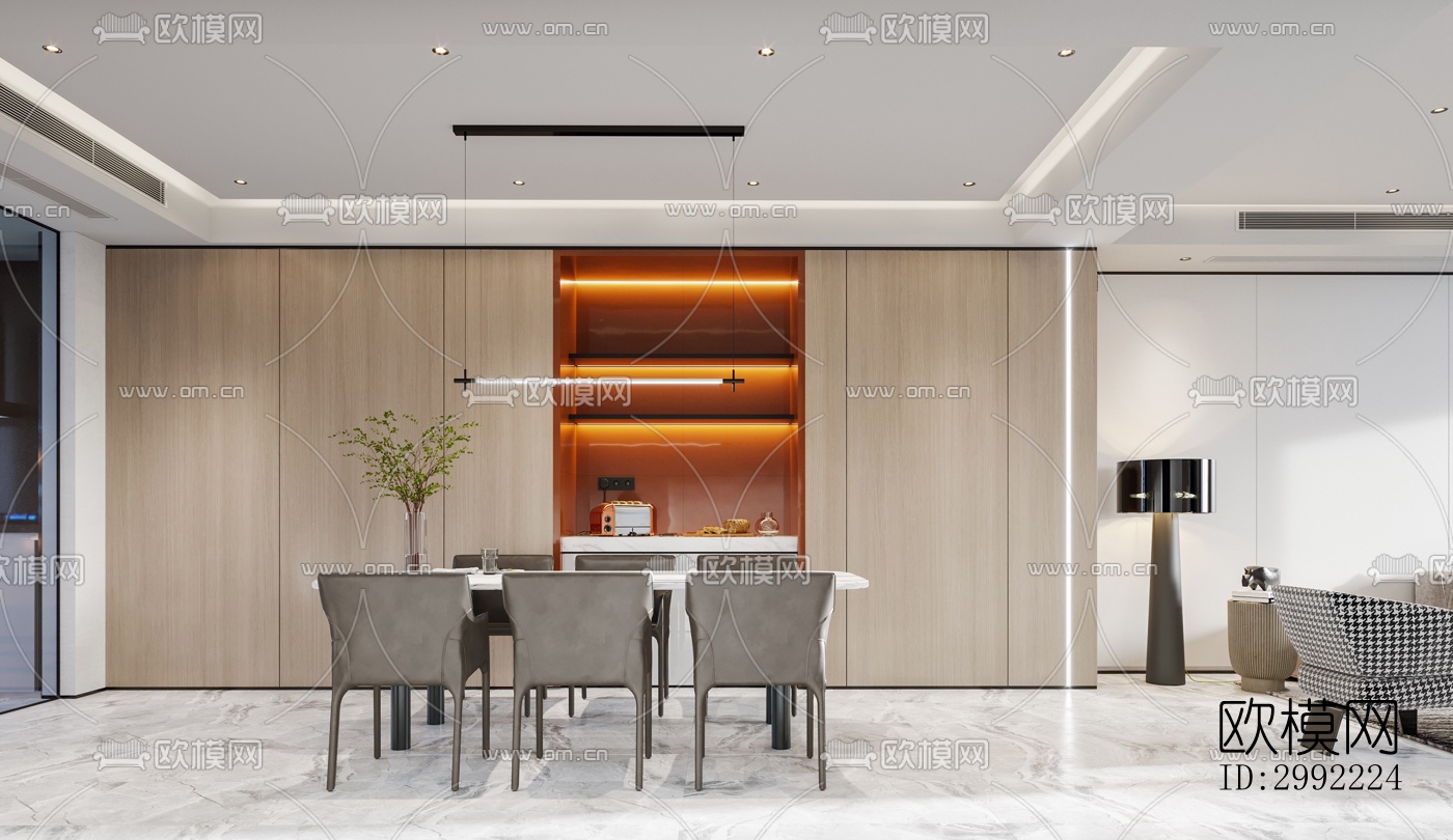 现代平层效果图下载（渲染图6）