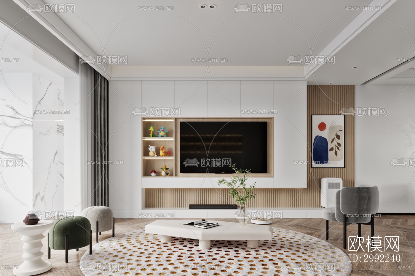 现代平层效果图下载（渲染图9）