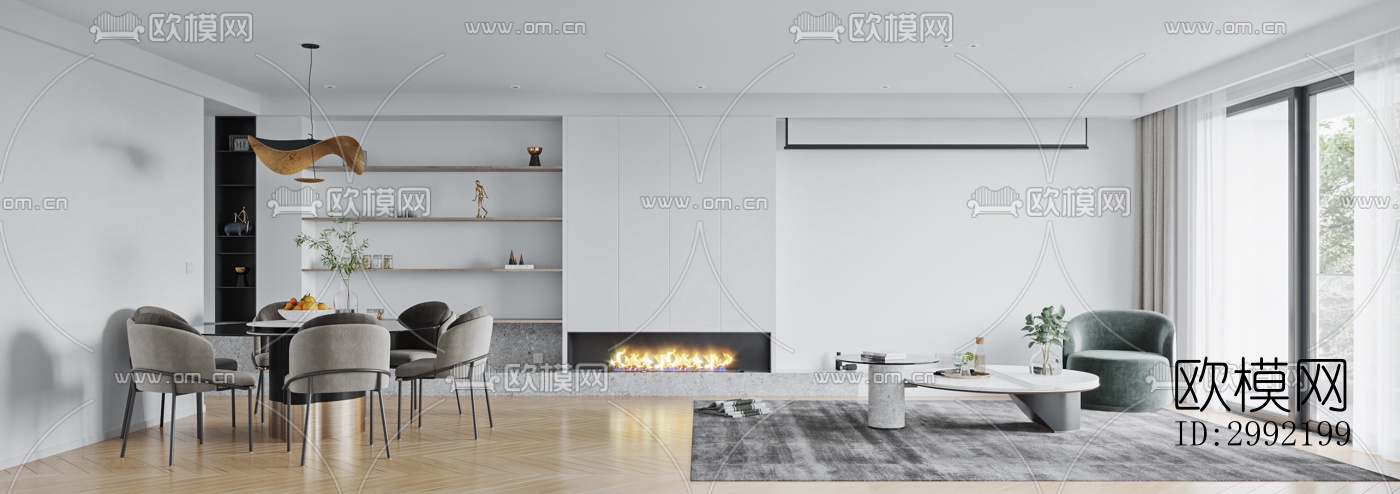 现代平层效果图下载（渲染图8）