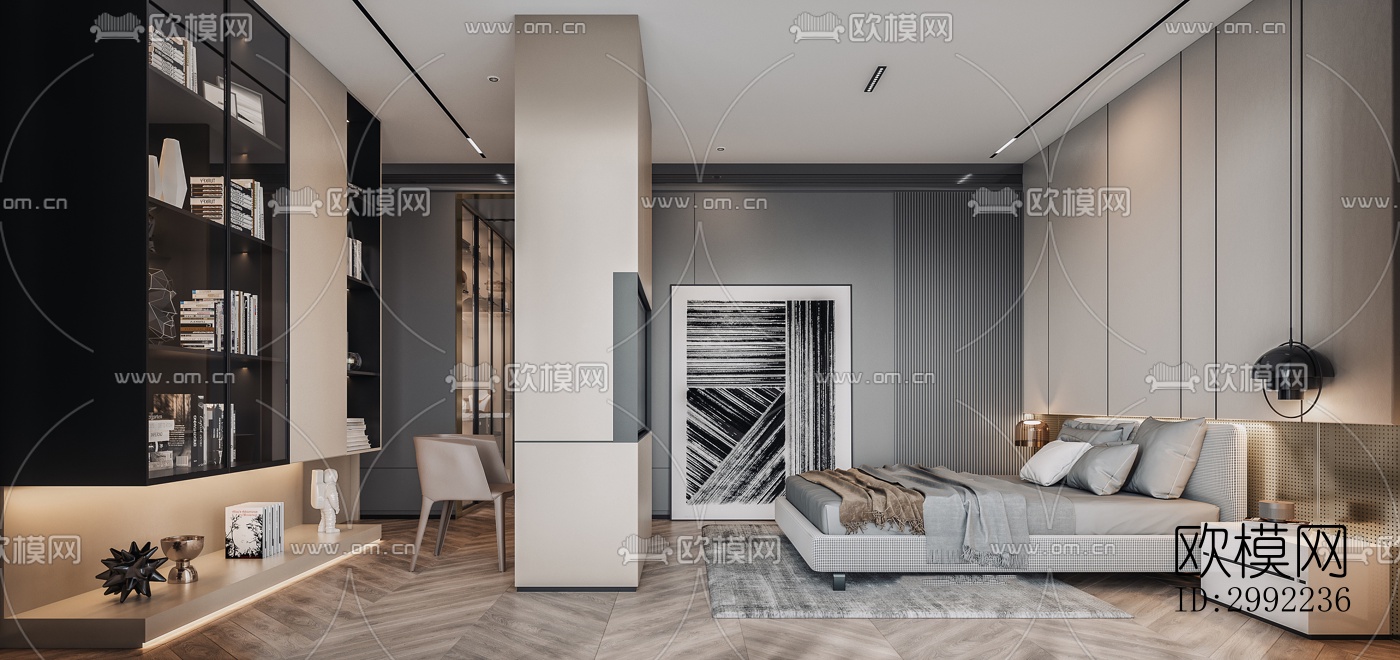 现代平层效果图下载（渲染图17）