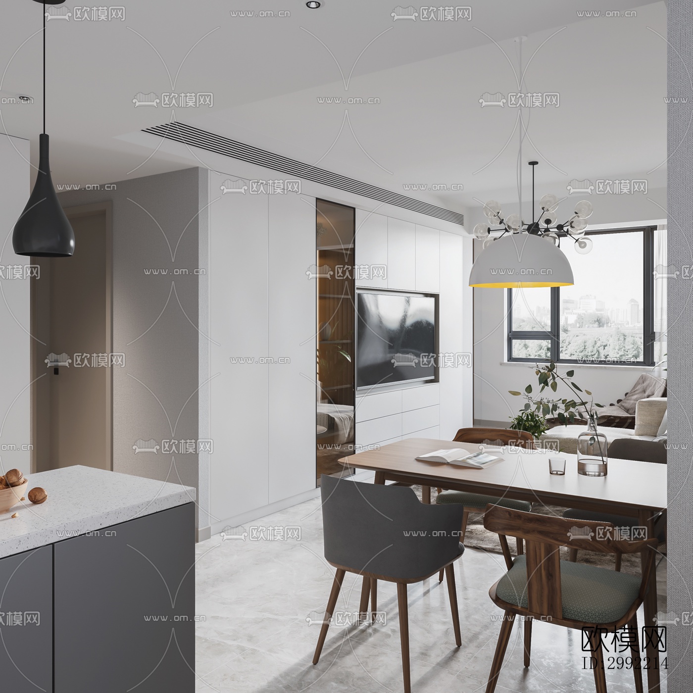 现代平层效果图下载（渲染图8）