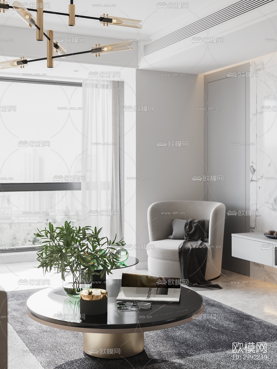 现代平层效果图下载（渲染图6）